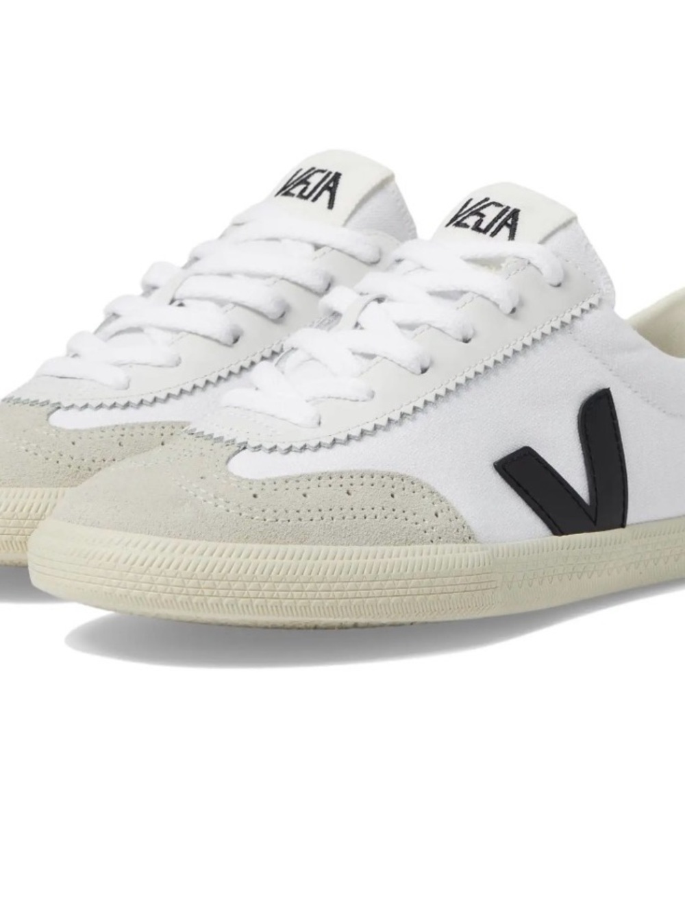 Veja White and Black Volley Canvas Sneakers
